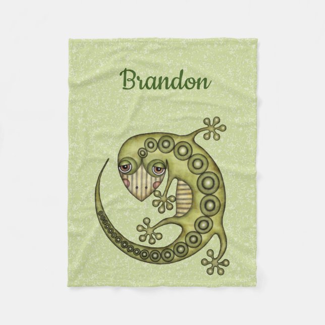 Green Lizard Fleece Blanket (Front)