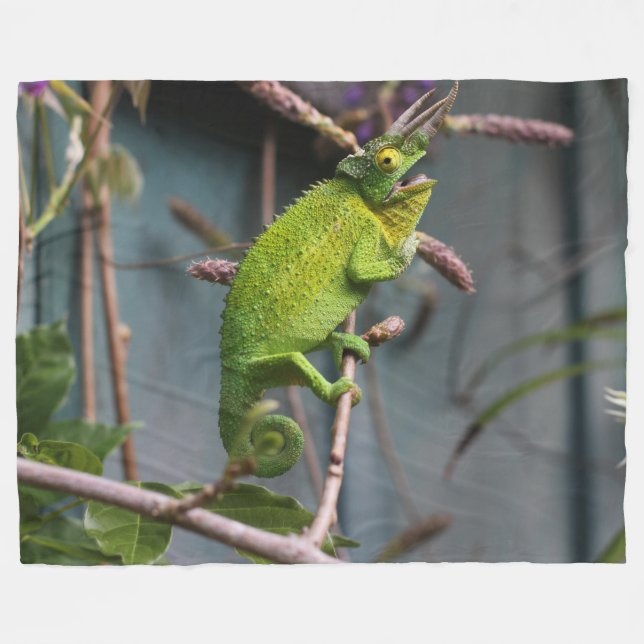 GREEN LIZARD FLEECE BLANKET (Front (Horizontal))