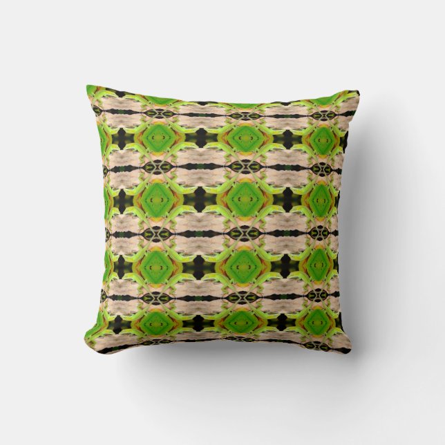 green lizard pattern abstract plain green cushion (Front)