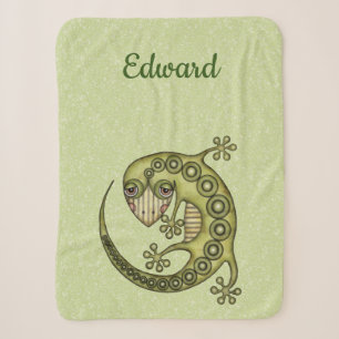 Green Lizard Sherpa Blanket
