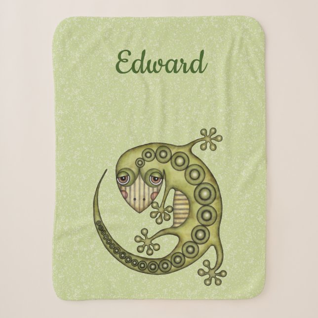 Green Lizard Sherpa Blanket (Front)