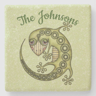 Green Lizard Stone Coaster