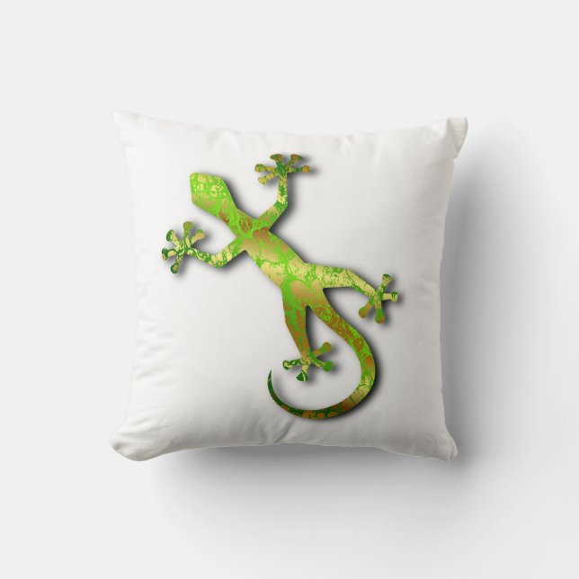 Green Lizard Throw Pillow (Front)