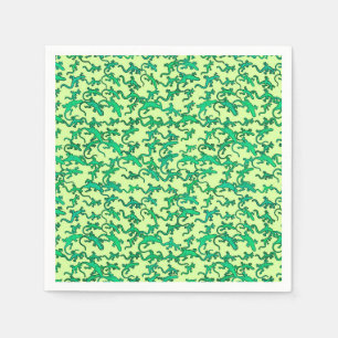 Green lizards on a lime green background napkin