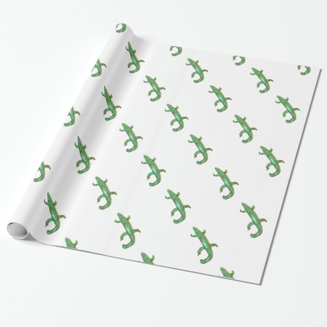 green lizards on white paper (Unrolled)