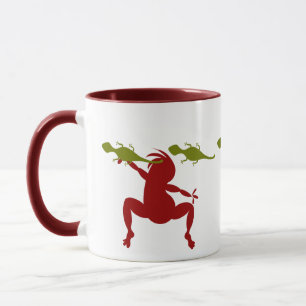 Green Lizards & Red Dancing Kokopelli Mug