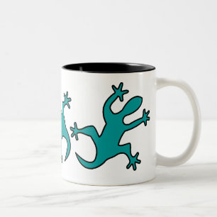 green lizzard two-toned ceramic mug