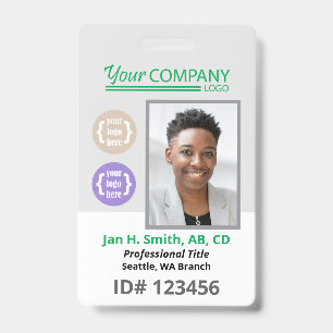 Green Logo Photo ID Employee Entry Key Card Badge