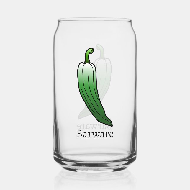 Green Long Sweet Pepper Can Glass (Front)