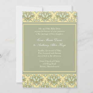 Green Lotus Customise Wedding Invitation