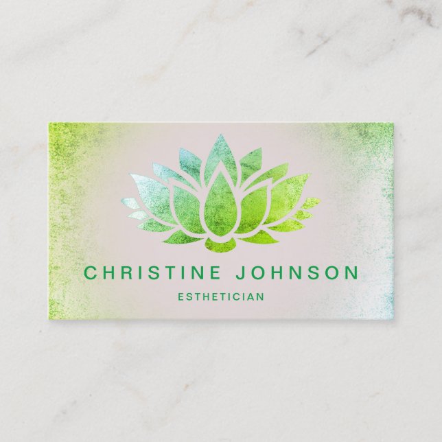 green lotus flower business card (Front)