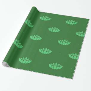 Green lotus flower pattern wrapping paper
