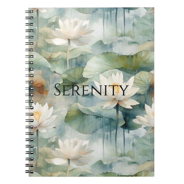 Green Lotus Flowers Serenity Notebook (Front)