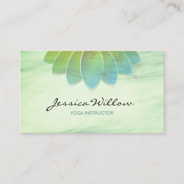Green Lotus Yoga Instructor Business Card (Front)