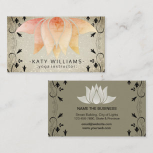Green Lotus Yoga Meditation Holistic  Retro Business Card