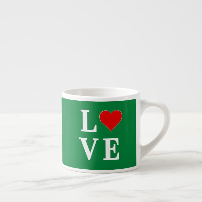 Green LOVE and Heart Espresso Cup (Right)