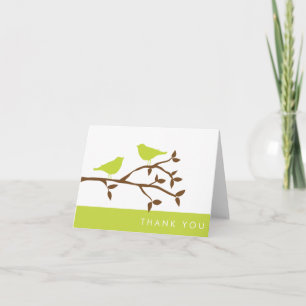 Green Love Birds Thank You Cards