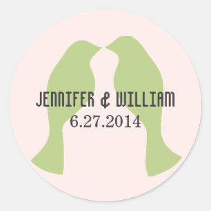Green Love Birds Wedding Envelope Seal