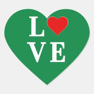 Green LOVE Classic Retro Heart Sticker