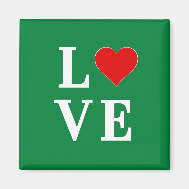 Green LOVE Classic Retro Magnet (Front)