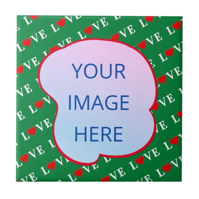 Green LOVE Heart Ceramic Tile (Front)