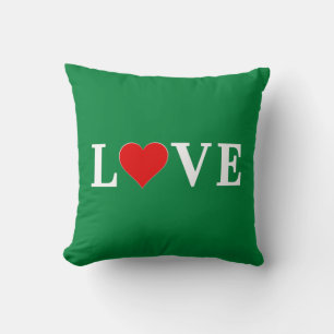 Green LOVE Heart Retro Timeless Elegant Cushion