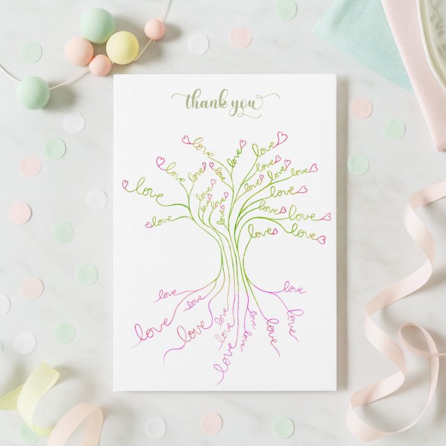 Green Love Tree of Life Light Elegant Modern Cute Thank You Card (Creator Uploaded)