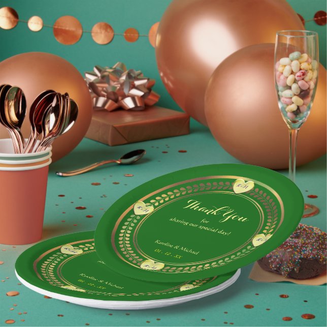 Green Love Weddings Paper Party Events Plate (Multi)