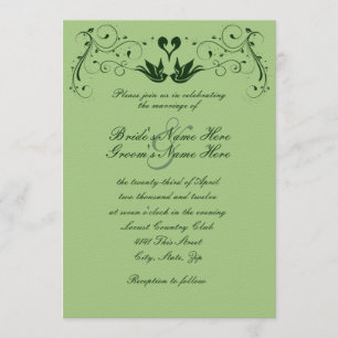 Green Lovebirds Wedding Invitation