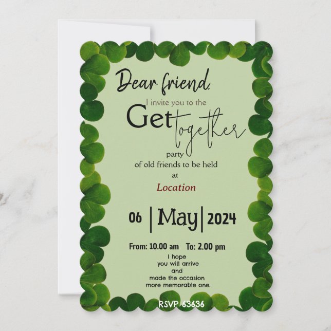 Green lover Getting together Invitation (Front)