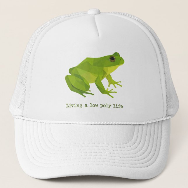 Green Low Poly Life Frog Trucker Hat (Front)