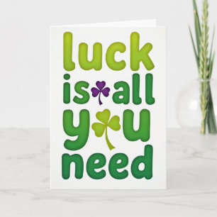 Green Luck Typography Card