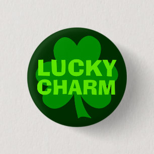 Green Lucky Charm Shamrock Button
