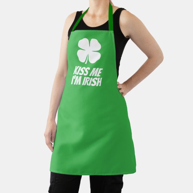 Green lucky clover cute St Patrick's Day  Apron (Insitu)