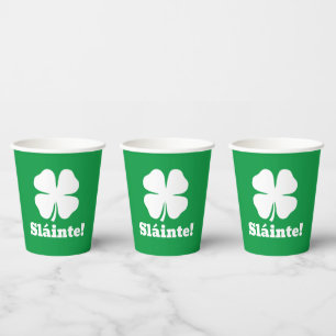 Green lucky clover paper cups for St Patrick's Day