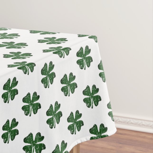 Green lucky clover print St Patrick's Day party Tablecloth (In Situ)