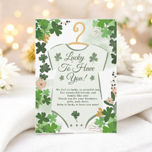Green Lucky Clover St. Patrick’s Day Baby Shower Thank You Card