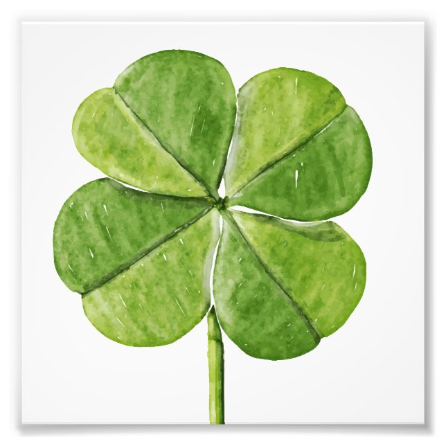 Green lucky Four-leaf clover Shamrock hand painted Photo Print (Front)