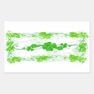 Green Lucky Shamrock Rectangular Sticker