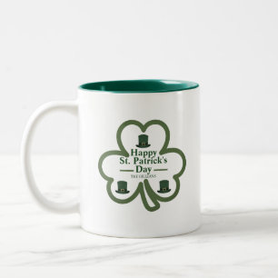 Green lucky Shamrock Script St. Patrick's Day Two-Tone Coffee Mug
