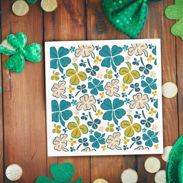 Green Lucky Shamrocks Clover St. Patrick`s Day  Napkin (Creator Uploaded)