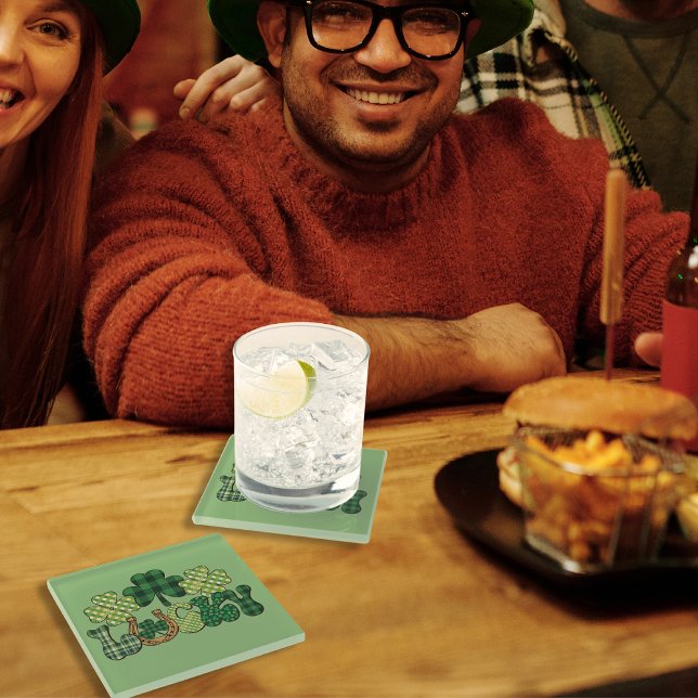Green Lucky St Patricks Day Glass Coaster (Green Lucky St Patricks Day Glass Coaster)