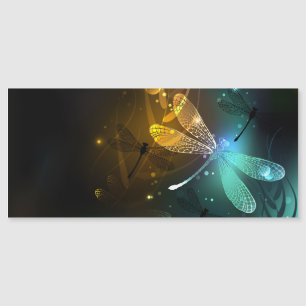 Green luminous dragonfly flight