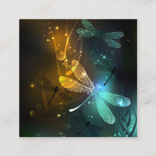 Green luminous dragonfly flight appointment card