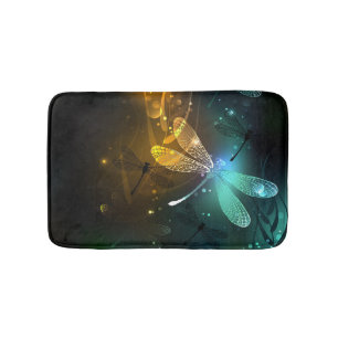 Green luminous dragonfly flight bath mat