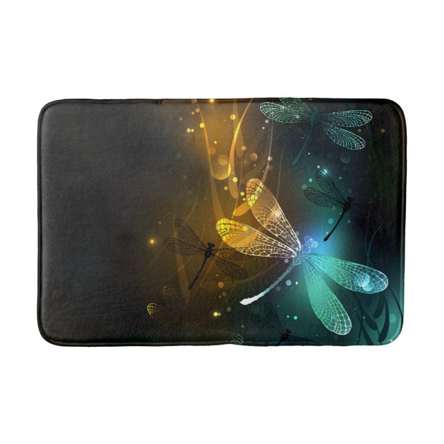 Green luminous dragonfly flight bath mat (Front)