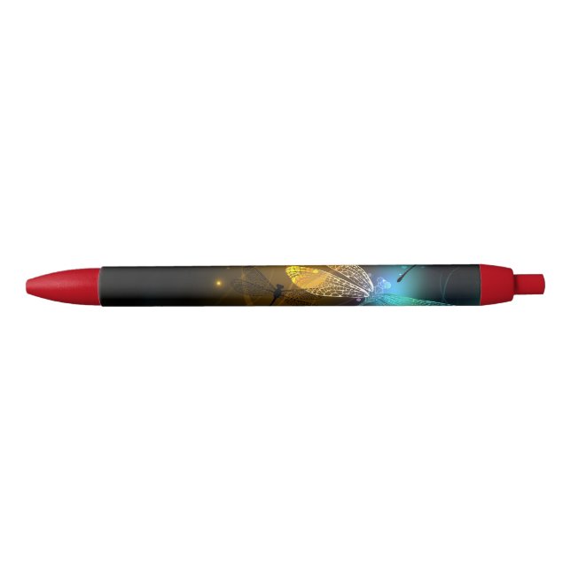 Green luminous dragonfly flight black ink pen (Front)