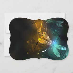 Green luminous dragonfly flight card