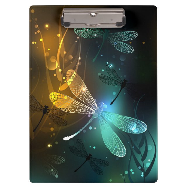 Green luminous dragonfly flight clipboard (Front)