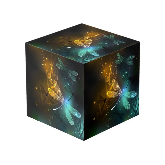 Green luminous dragonfly flight cube (Front Angled)